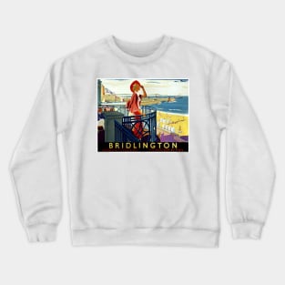 Vintage Travel Poster England Bridlington its quicker by rail Crewneck Sweatshirt